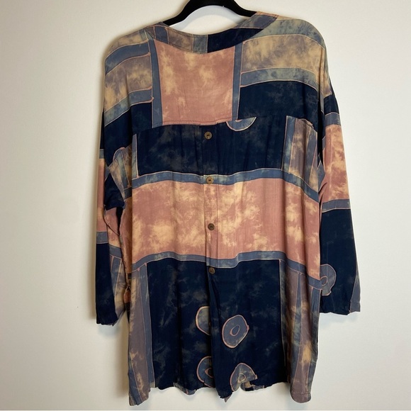 VTG Asian creations abstract button down shirt cardigan - Picture 7 of 11